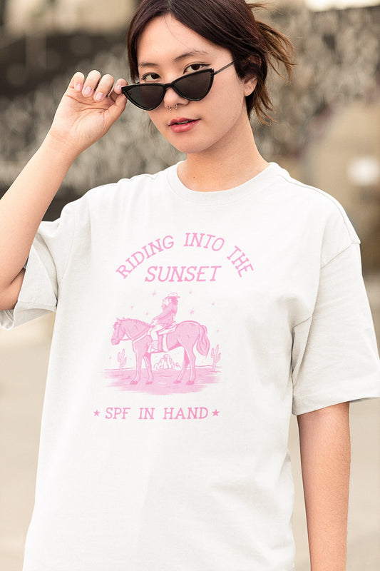 Riding Into The Sunset SPF In Hand Unisex T-shirt